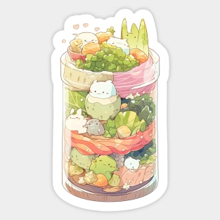 Foodiies Collection - Cucumber Avocado Salad Chillin With Grilled Salmon | Kawaii Aesthetic Anime Food Design | PROUD OTAKU Sticker